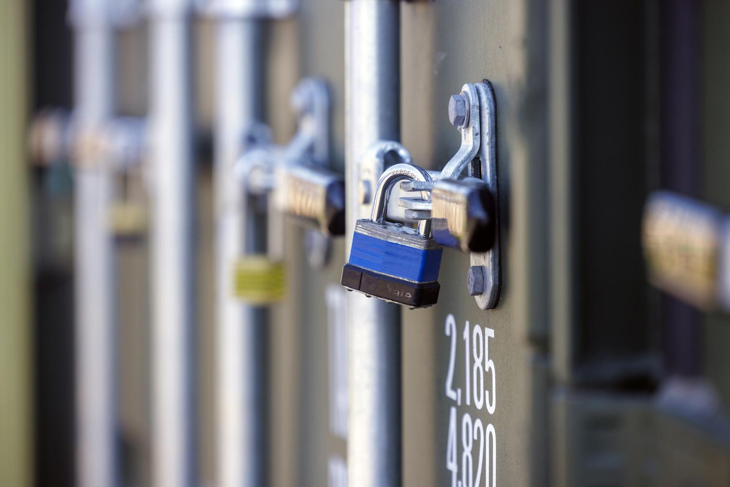 Padlocked self storage containers, Wombourne